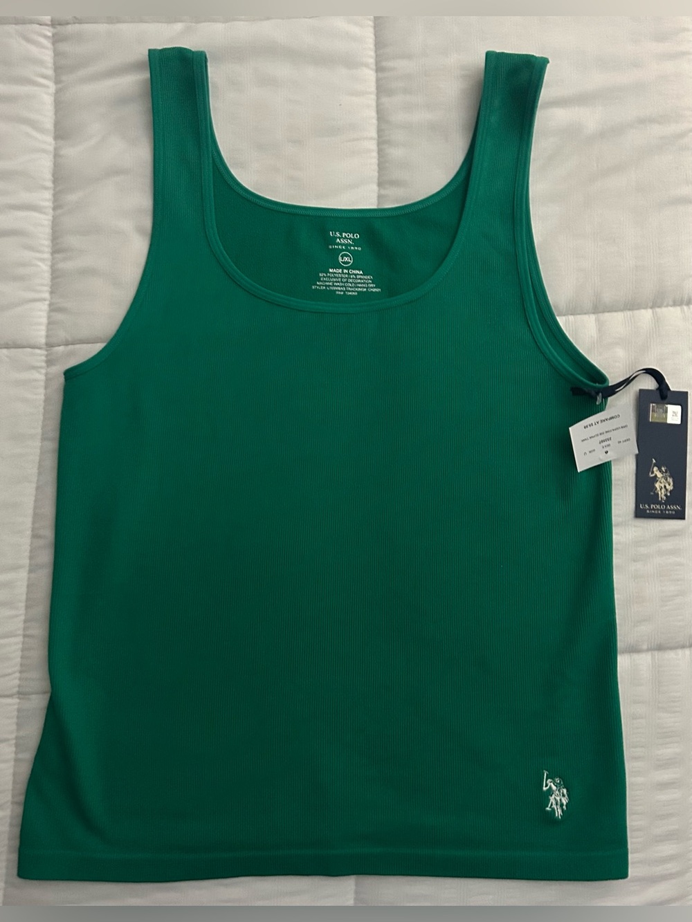 NWT•US Polo Assn. L/XL Emerald Green Scoop neck Ribbed Tank